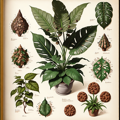 An antique botanical drawing of a fictional plant botanical drawing fictional illustration plant