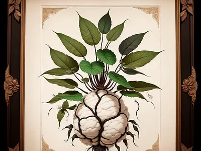 An antique botanical illustration of a fantasy plant botanical drawing fantasy fictional illustration plant