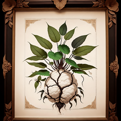An antique botanical illustration of a fantasy plant botanical drawing fantasy fictional illustration plant