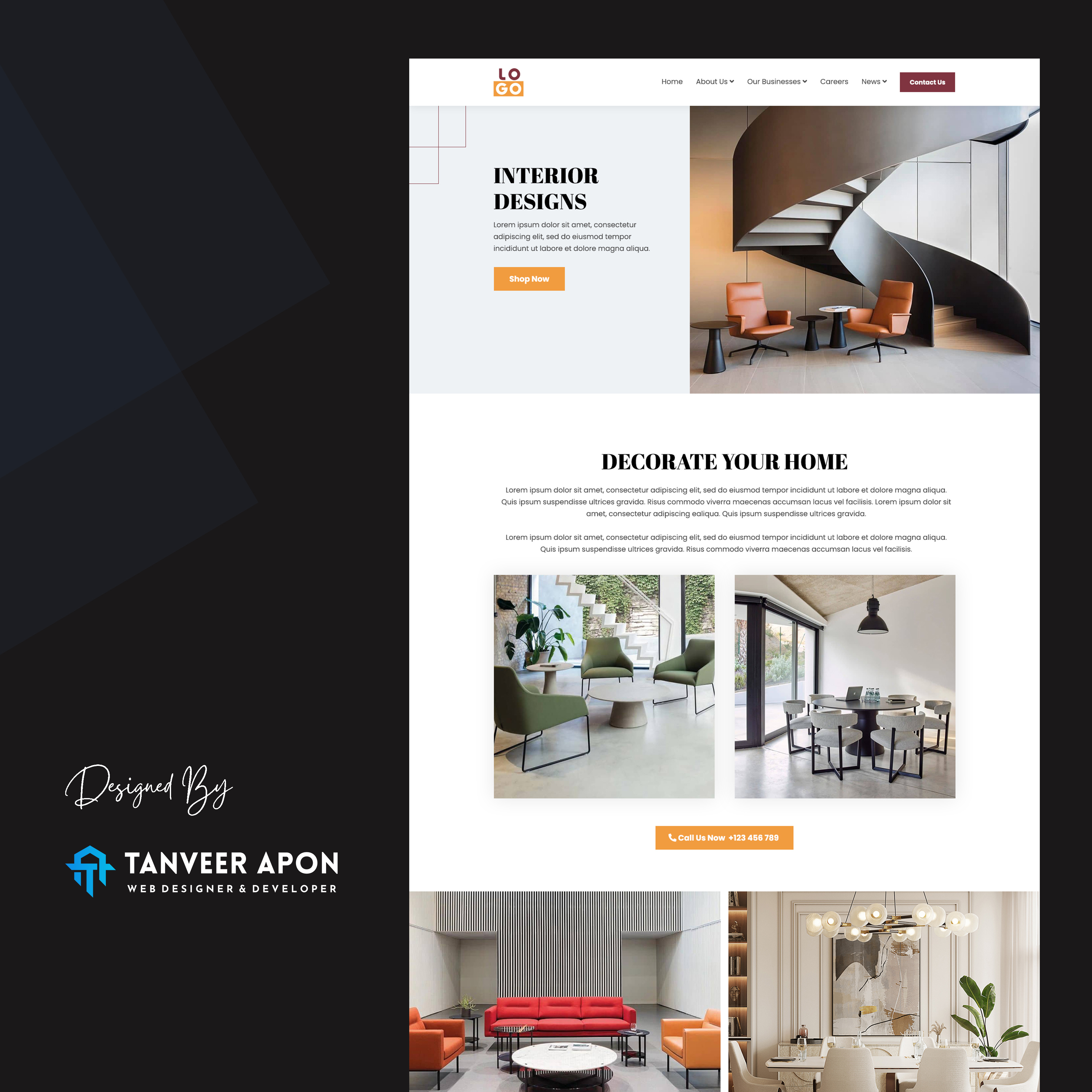 Interior Furniture Company Website Design design exterior design furniture interior design landing page design luxury house ui ux web design web page design