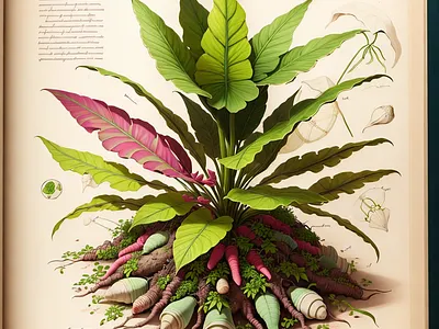 An antique botanical illustration of a fantasy plant art botanical drawing fantasy fictional flora illustration plant