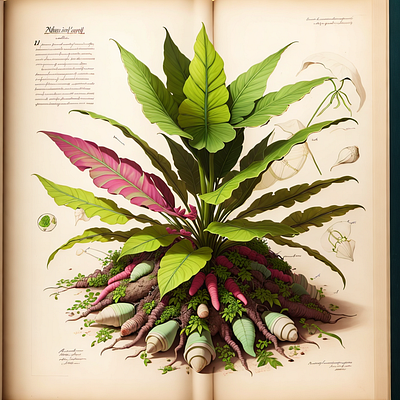 An antique botanical illustration of a fantasy plant art botanical drawing fantasy fictional flora illustration plant