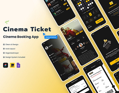 Cinema Ticket App app behance booking case study cinema design figma miro sketch ticket ui user interface ux ux ui