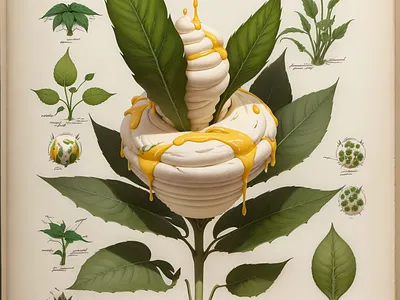 An antique botanical drawing of a fantasy plant art botanical design drawing fantasy flora illustration