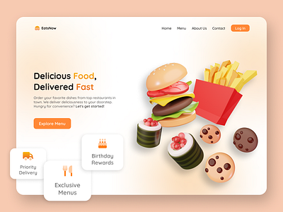 Hero Section Food Delivery app delivery design eat food fooddelivery hero herosection menu order section ui uidesign uiux ux website yummy