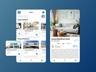 Real Estate Mobile App 2 screen ui app design mobileappdesign mobileui product design propertysearchapp realestateapp realestateux ui uiux design uiuxdesign userexperience userinterface ux