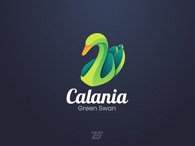 Calania "Green Swan" 3d amazing logo animal art awesome logo beauty branding colorful creative design gradient logo graphic design green identity illustration logo logos modern nature swan