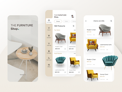 The Furniture Shop - Mobile App UI app design branding graphic design mobile app design ui uiux ux