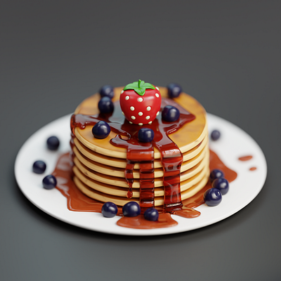 Pancake 3d 3d icon 3dart blender branding design food graphic design illustration pancake render ui