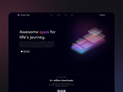 Cosmic Taps - Landing Page 3d animation app branding design graphic design landing page logo motion graphics ui ui design ux design web design