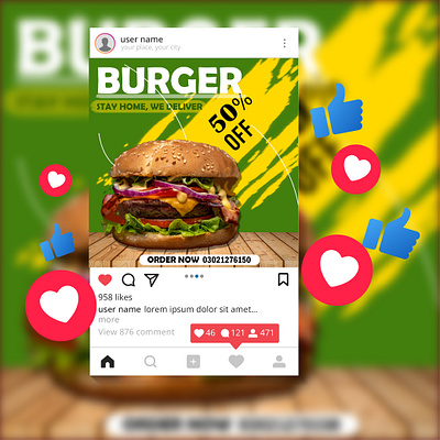 Food Instagram post design, social media promotion, Instagram