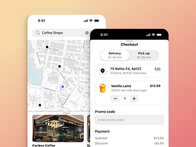 E-Commerce App - Search & Checkout app checkout clean coffee delivery e commerce inspire mobile design search shop simple ui ui design user interface uxui