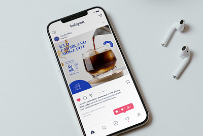 Minimal Instagram post square template creates with Canva blend blue cafe canva coffee design drink free ig menu minimal post promotion simple social template