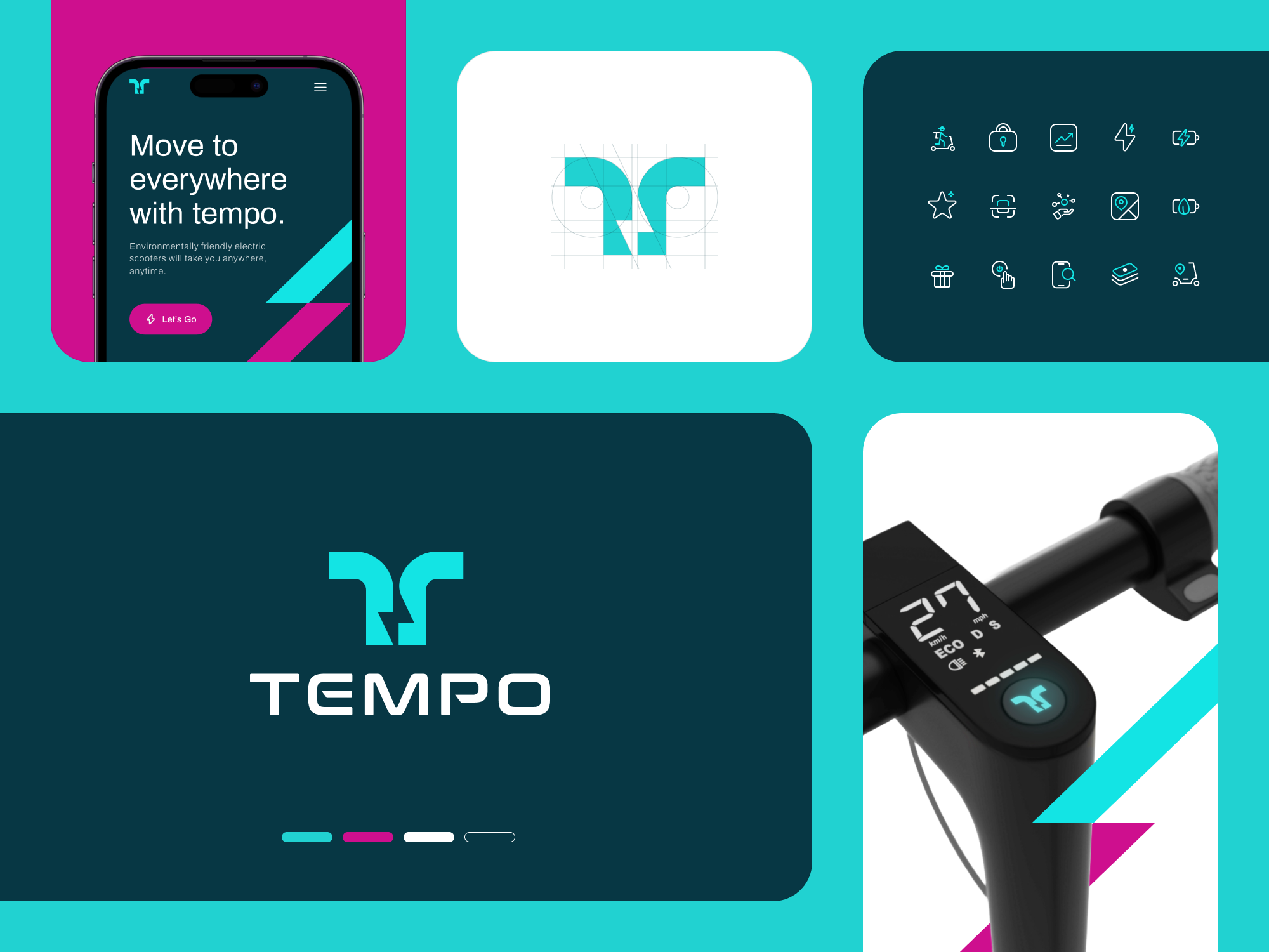 Tempo - Electric Scooter Logo Design app branding design electric electric logo graphic design hdcraft letter logo letter t logo modern logo rent app ride scooter scooter logo simple logo tempo ui