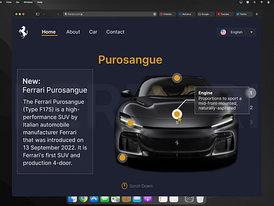 Ferrari - Website | Redesign app cars design ferrari figma interface ios mac os minimalism redesign ui uiux ux website