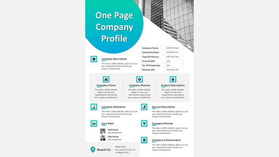 One Pager Company Profile PowerPoint Slide creative powerpoint templates powerpoint design powerpoint presentation powerpoint presentation slides powerpoint templates ppt design presentation design presentation template slide design