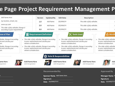One Page Project Requirement Management Plan PowerPoint Template creative powerpoint templates kridha graphics powerpoint design powerpoint presentation powerpoint presentation slides powerpoint slides powerpoint templates ppt ppt template ppt templates presentation presentation design presentation template project management project management plan project requirements slides