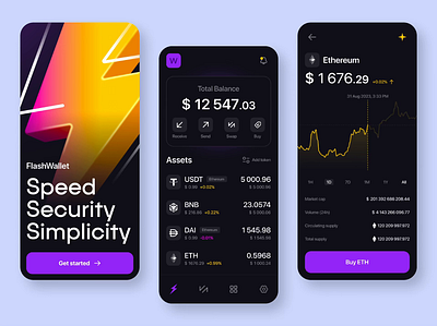 Animation for FlashWallet 3d animation app bitcoin chart crypto cryptocurrency design ethereum flash mobile tokens ui ui ux ui design wallet web web3