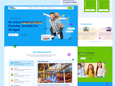 Website Design for an Amusement Park amusement park bright children clean colors scheme entertainment footer happy home page landing page minimalistic plan pricing reviews services ui design ui ux design web design web3 website