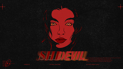 SHE DEVIL WITH LETTERING EFFECT GRADIENT BLUR art branding design devil graphic graphic design illustration lettering red retro she vector woman