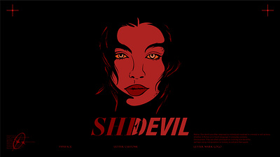 SHE DEVIL WITH LETTERING EFFECT GRADIENT BLUR art branding design devil graphic graphic design illustration lettering red retro she vector woman