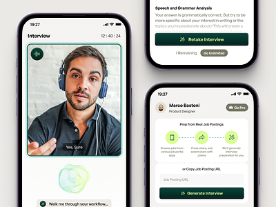 Jobviu - AI Job Interview Preparation Platform ai ai app app artificial intelligence clean interview interview preparation job ai job app job interview meeting meeting app mobile mobile app ui uidesign uidesigner uiux uiuxdesign userinterface