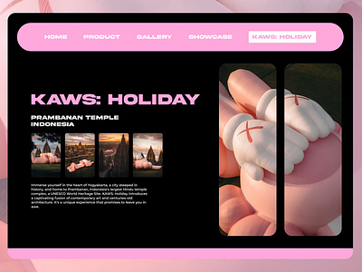 KAWS: Holiday Indonesia Website Exploration app brand branding exploration holiday indonesia jogja kaws kaws holiday luxury pink showcase sport ui ui design ux web design website yogyakarta