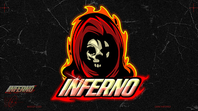 INFERNO GRIM MASCOT WITH LETTERING EFFECT art branding design esport flame game gaming graphic graphic design grim illustration inferno logo mascot skull vector