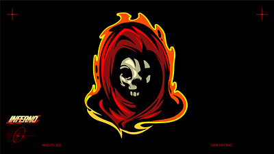 INFERNO GRIM MASCOT WITH LETTERING EFFECT art branding design esport flame game gaming graphic graphic design grim illustration inferno logo mascot skull vector