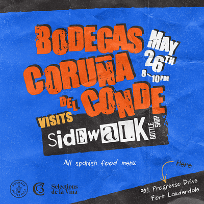 Bodegas Coruña del Conde X Sidewalk flyer flyer design graphic design illustrator miami pop up flyer