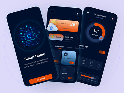 Smarthome App Exploration air conditioner branding design device electronics figma home automation ios remote control smart app smart device smart home smart home app smartapp smarthome smarthome app technology ui ux weather