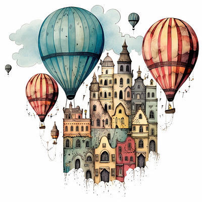 Hot Air Balloons aff affinity ai composite graphic design illustration procreate