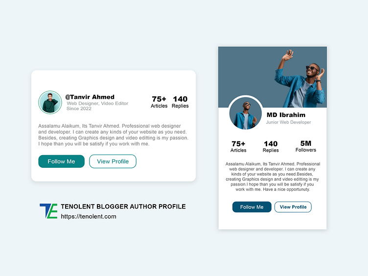 Tenolent Blogger Template Author Profile Card UI Design by Md. Ibrahim ...