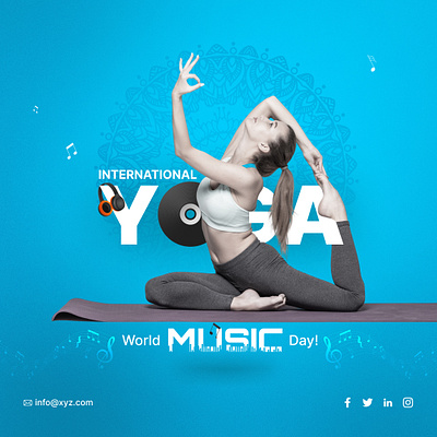 International Yoga & World Music Day social media post design branding graphic design ui