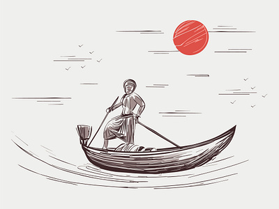 A sailor with a boat boat illustration digital art flat illustration illustration illustrator photoshop procreate sailor illustration vector