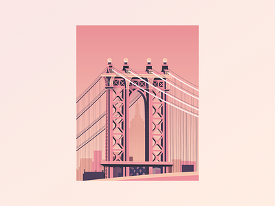 Brooklyn Bridge adobe illustrator brooklyn bridge digital art illustration new york pink usa
