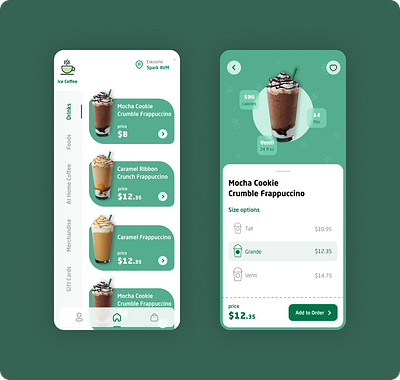 Ice Coffee android app application cafe cart coffee coffeeshop cup design espresso figma graphic design mug shop shopping sketch tea ui ux xd