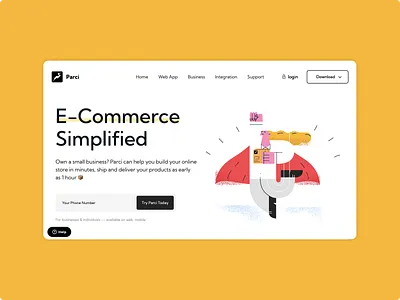 Parci - Landing Page application courier delivery design fast figma graphic design landing light order package parcel shipping shippment sketch ui ux website xd