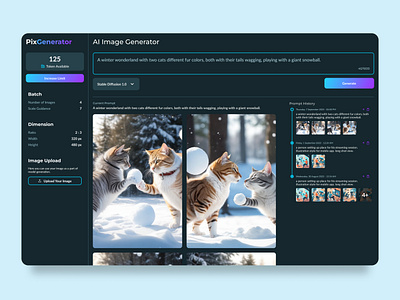 AI Image Generator Dashboard - PixGenerator ai ai image generator artificial intelligence dashboard image generator tech ui ui design web design