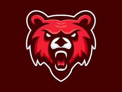 Red Angry Bear Mascot Logo animal bear logo bear mascot esport logo illustration logo ideas mascot logo twitch mascot vector