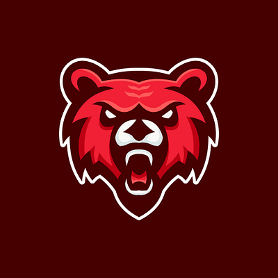 Red Angry Bear Mascot Logo animal bear logo bear mascot esport logo illustration logo ideas mascot logo twitch mascot vector