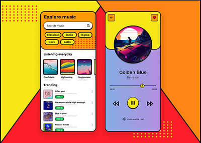 Music player UI app concept design graphic design memphis music musicplayer ui uidesign uiux