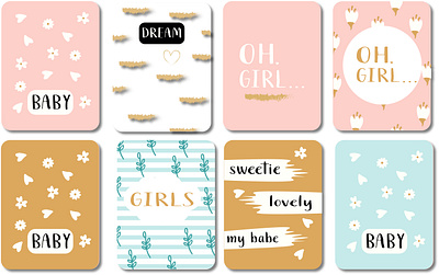 Mini cards Baby girl baby colorful cute card cute cards cute mini cards girl illustration mini pattern pink