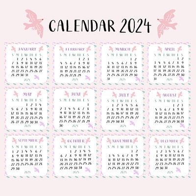 Calendar 2024 calendar calendar illustration graphic design