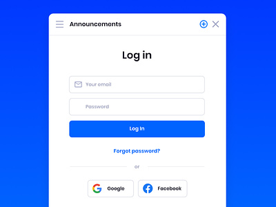 Log In Widget for Website app branding clean design flow log in login onboarding sign up signin ui web white