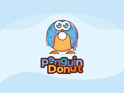 Penguin Donut Logo ceative logo creative donut donut logo illustration logo penguin penguin donut penguin donut logo penguin logo unique logo