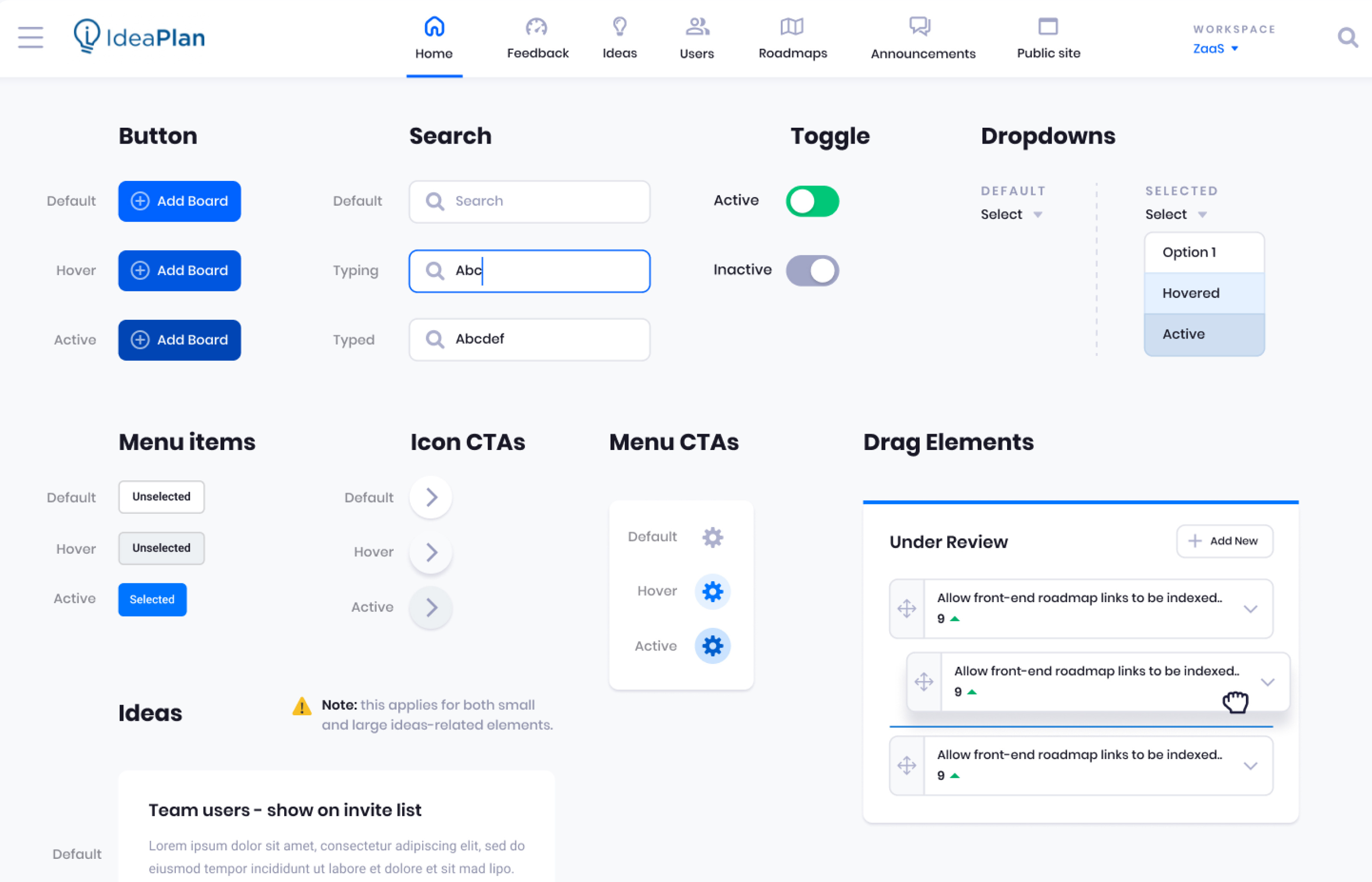 Style Sheet with UI Components elements figma framer library style styleguide stylesheet ui ui components ux white