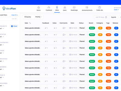 Table List with UI tags app clean list table tags ui web website white