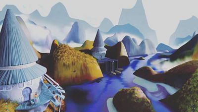 Wizard's oasis 3d concept art digital art illustration