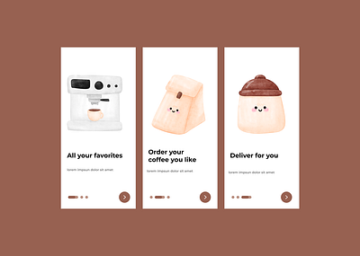Cozy coffee onboarding 💕💕💕 app branding design icon logo ui ux web website
